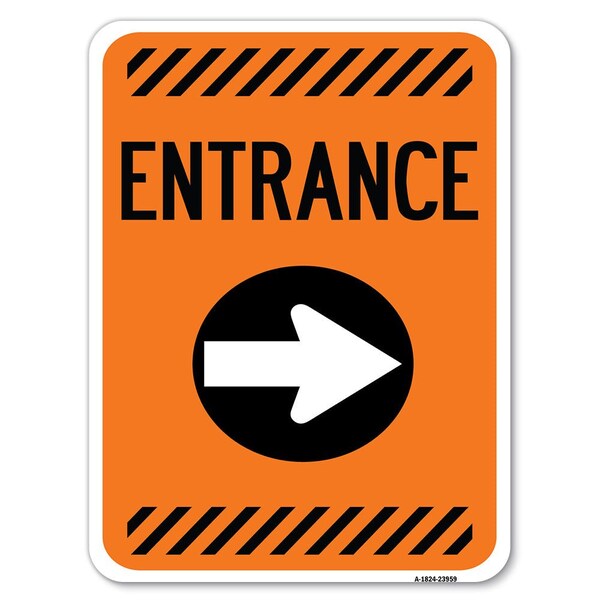 Signmission Flex Post Entrance W/ Right Arrow for Flex Paddle Alum Parking Sign, 24" L, 18" H, A-1824-23959 A-1824-23959 - main